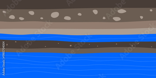Soil and groundwater layers. Underground cross section