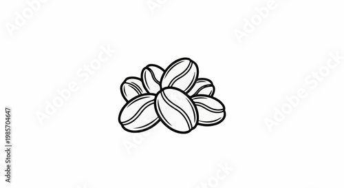 A pile of stylized black and white coffee beans