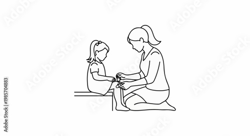 A person tends to a child’s knee injury with care and attention