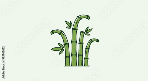 A minimalist illustration of green bamboo stalks with leaves