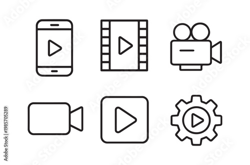 Collection of media icons representing video and playback options