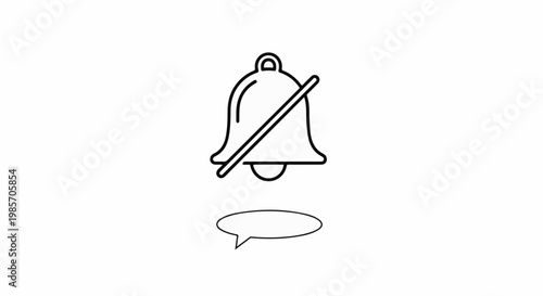 A minimalist outline of a muted bell icon with a speech bubble below