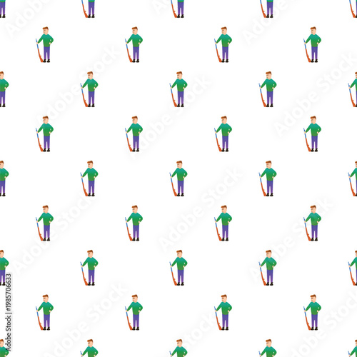Repeating pattern showing cartoon hunter character holding a rifle