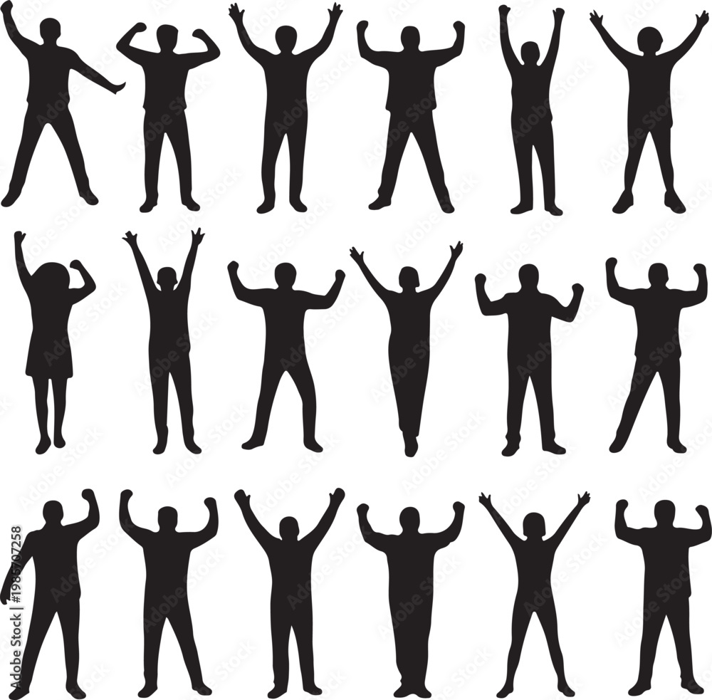 Fototapeta premium Excited People Silhouettes