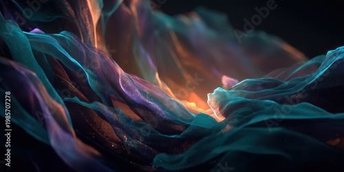 Abstract Swirling Nebula with Bioluminescent Particles Glowing in Deep Space Depicting Cosmic Energy Flow and Celestial Phenomena