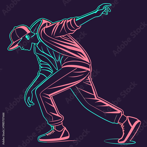 Hip hop dancer in outline style.