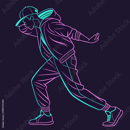 Urban dancer with cap outline.