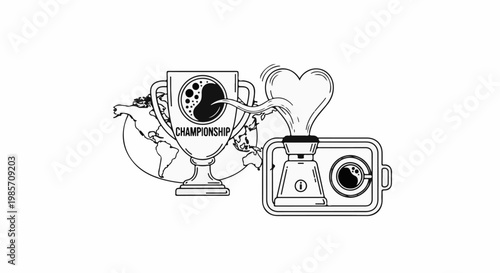 Trophy for coffee championship with global reach and brewing device