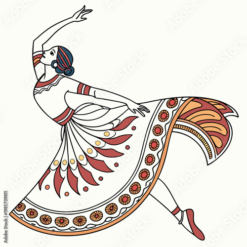 Indian dancer in traditional dress doing a ballet pose.