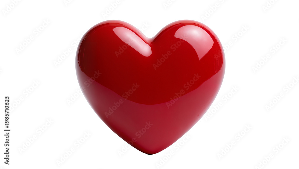 Fototapeta premium Shiny red heart shape, isolated on transparent background