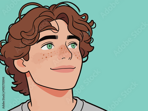 Portrait of a Young Man with Curly Hair