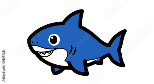 Cute Blue Shark Vector Illustration, Friendly Sea Creature Mascot Design for Children and Educational Graphics