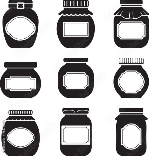 Glass jar icon vector set. bottle illustration sign collection. conservation symbol on white background