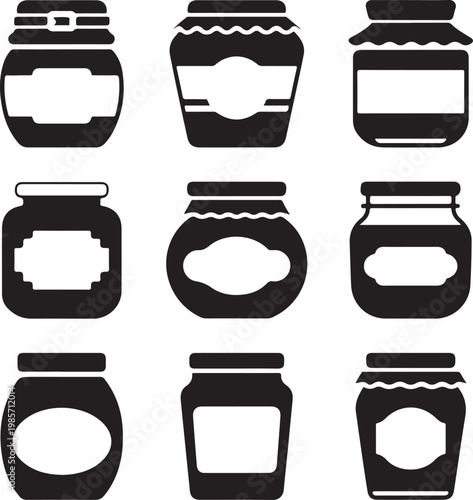 Glass jar icon vector set. bottle illustration sign collection. conservation symbol on white background