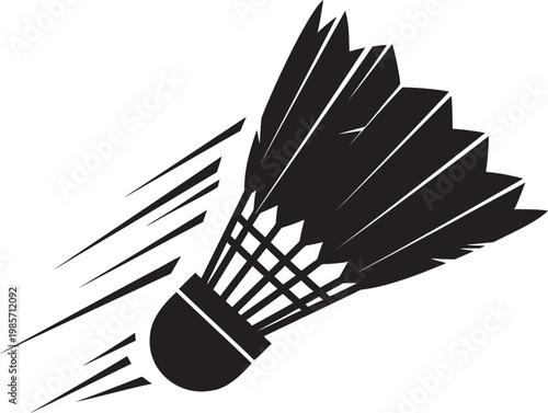 Silhouette of a badminton shuttlecock in motion with shuttlecock badminton equipment propulsion
