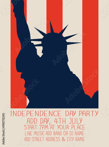 Independence  day party flyer poster or social media post design