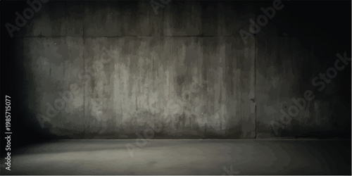 Realistic textured concrete wall and floor with dramatic lighting creating an atmospheric industrial background for your projects