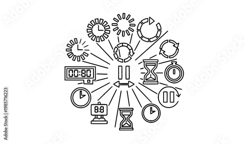 Geometric door icon set with open and closed doorway symbols for navigation and access design