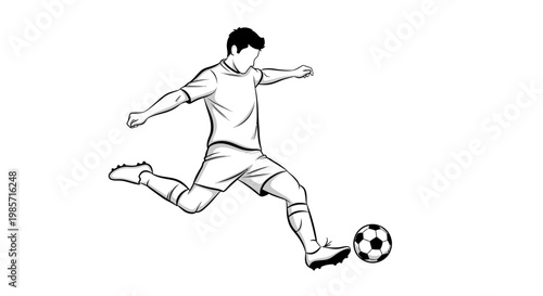 Man Kicking Soccer Ball in Air.
