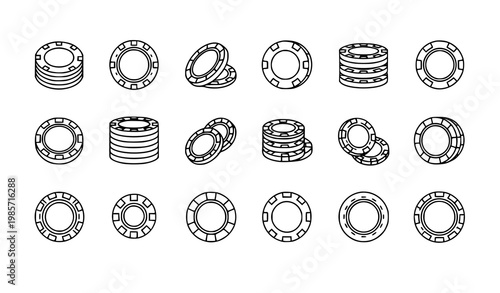 Flat color palette icon set with paint palette and color swatch symbols for design and creative tools