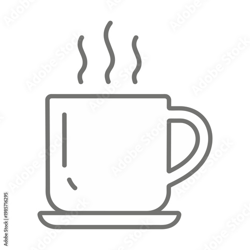 Vector of a steaming hot cup of coffee on a saucer