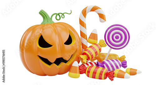 Halloween Pumpkin and Assorted Candies