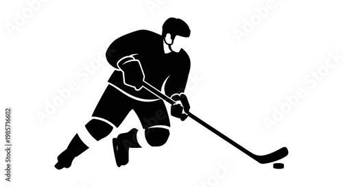 Hockey Player in Action Shot.