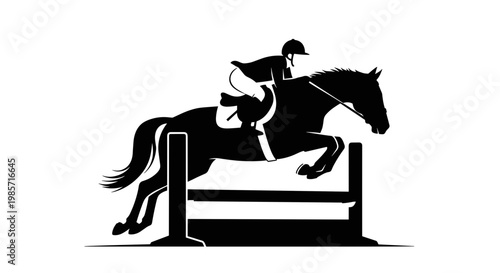 Horse Jumping Over Obstacle.
