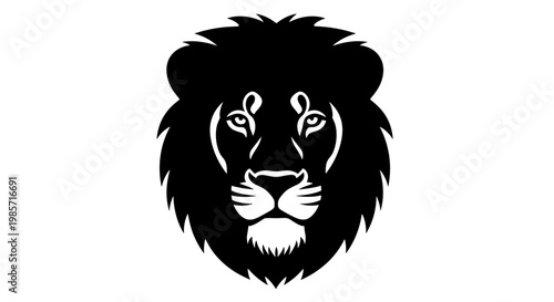 Lion Face Close Up Black.