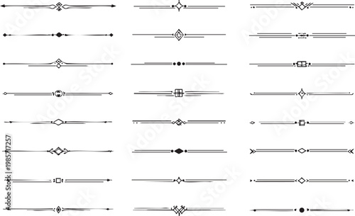 Set of decorative dividers tribal ethnic border design.