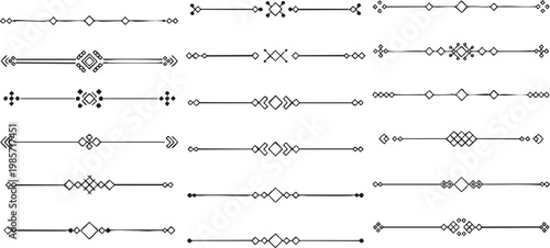 Collection of antique line dividers and borders.