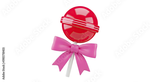 Red Lollipop with Pink Bow