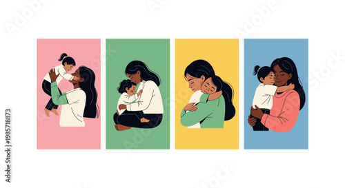 Four diverse women in colorful clothing holding smartphones woman communication technology portrait