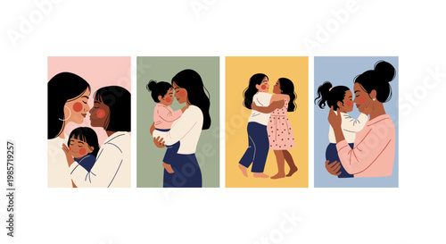 Four diverse women in business attire sitting on a couch, engaged in discussion suit glasses laptop