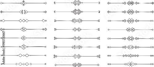 Hand drawn tribal decorative borders ornate dividers vector.