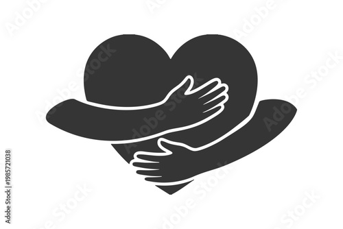 ハートを包み込む両手のシルエットアイコン