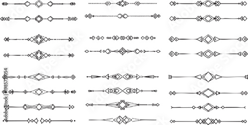 Hand drawn tribal ornamental decorative lines.