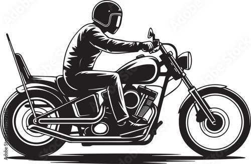 A motorcyclist wearing protective gear riding a classic cruiser motorcycle.