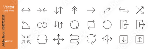 Arrow Icons - Vector Line. Editable Stroke.
