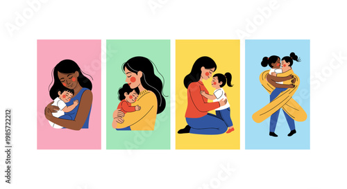 Four diverse women in colorful clothing sharing a moment together woman girl people female friendship