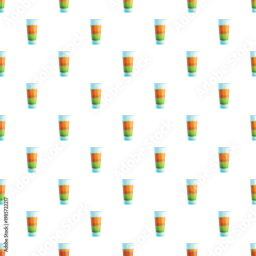Columns of layered orange and green shot glasses creating a seamless pattern
