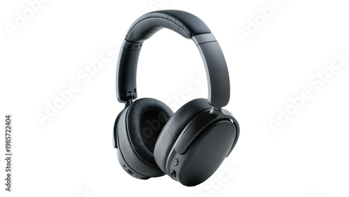 Quadro su tela Black over-ear headphones with padded earcups and adjustable headband, isolated