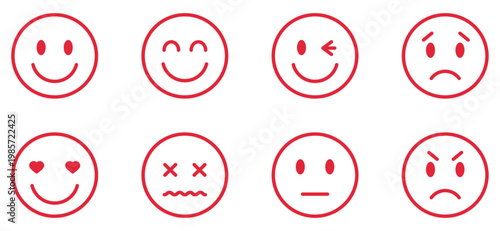 ニコちゃんマーク・スマイルマークのイラストアイコン赤色