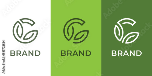 Letter G Nature Logo with Leaf Concept for Eco Brand and Organic Business Branding
