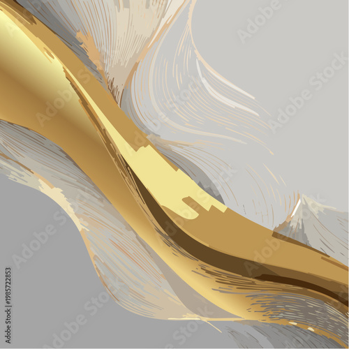 Abstrakte Fluid-Art-Komposition in edlem Gold, durchzogen von tiefen, dunklen Texturen und schimmernden Lichtreflexen