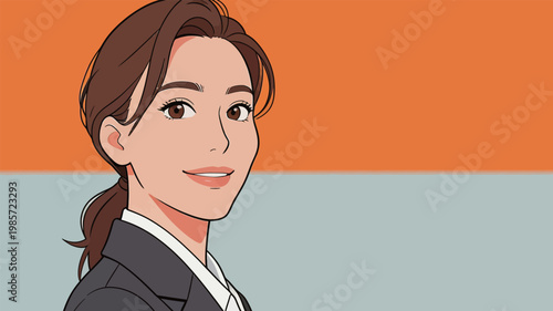 Professional Businesswoman Illustration with Orange Background