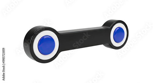 Black bar with blue circles on ends, against white background