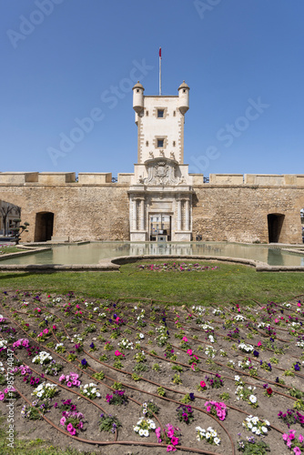 16th century Tower of Earth Doors, main Earth Gate to old town, Cadiz, Spain, Andalusia
