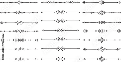 Set hand drawn boho dividers vector illustration.