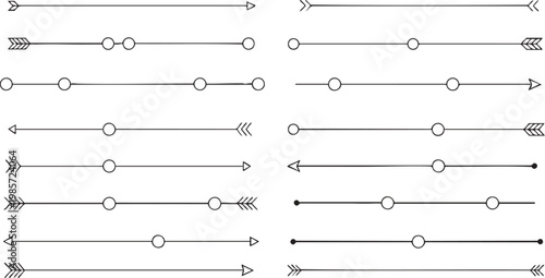 Set hand drawn lines with arrows design element.